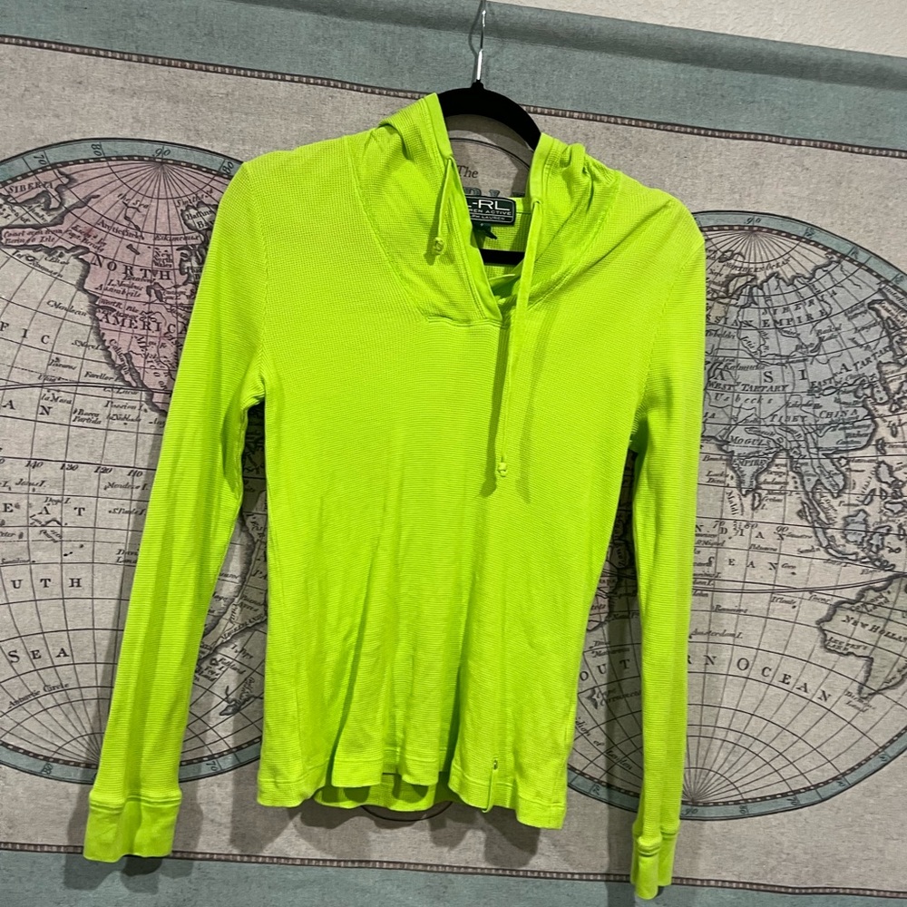 Neon Green Ralph Lauren Active Wear Long Sleeve Hoodie